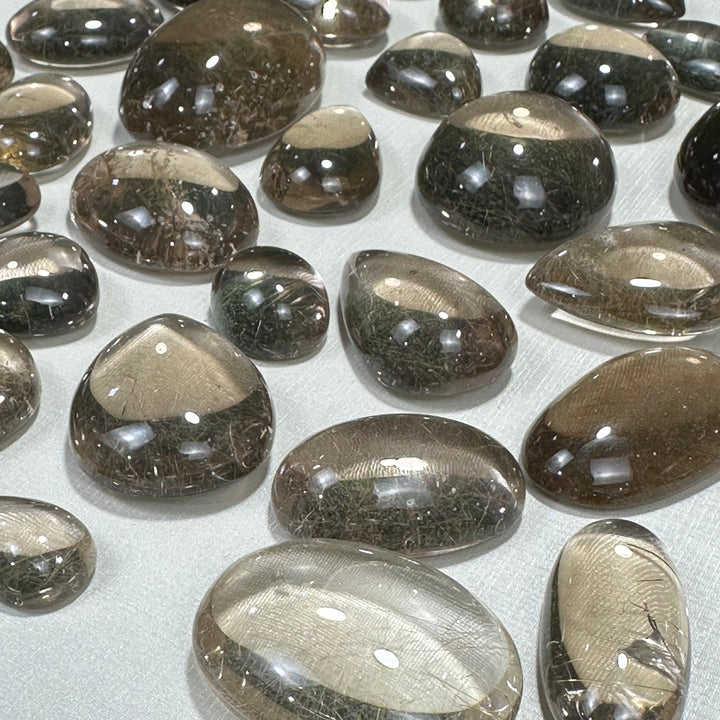 HQ Rutilated Smoky Cabochons Lot
