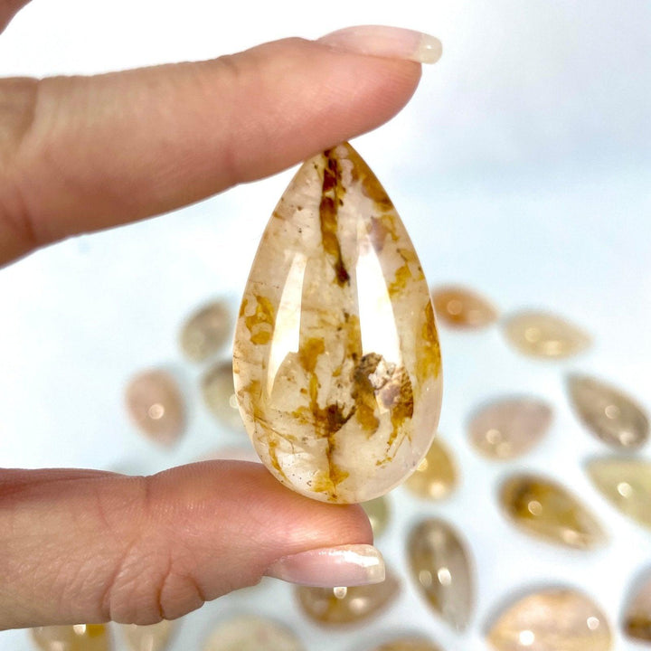 Rose Quartz Golden Healer Tear Drop - Amezoni Crystals Wholesale