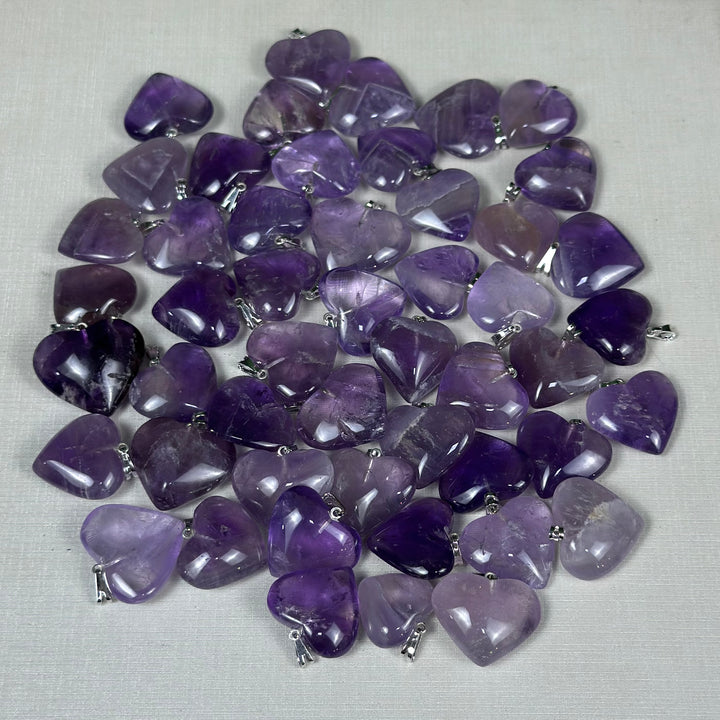 Amethyst Hearts Pendants Lot