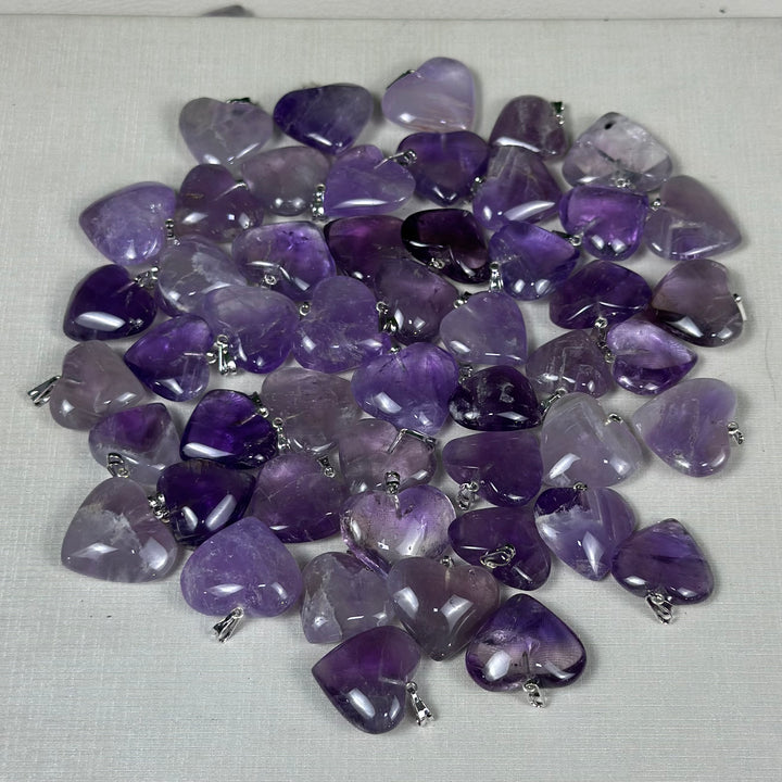 Amethyst Hearts Pendants Lot