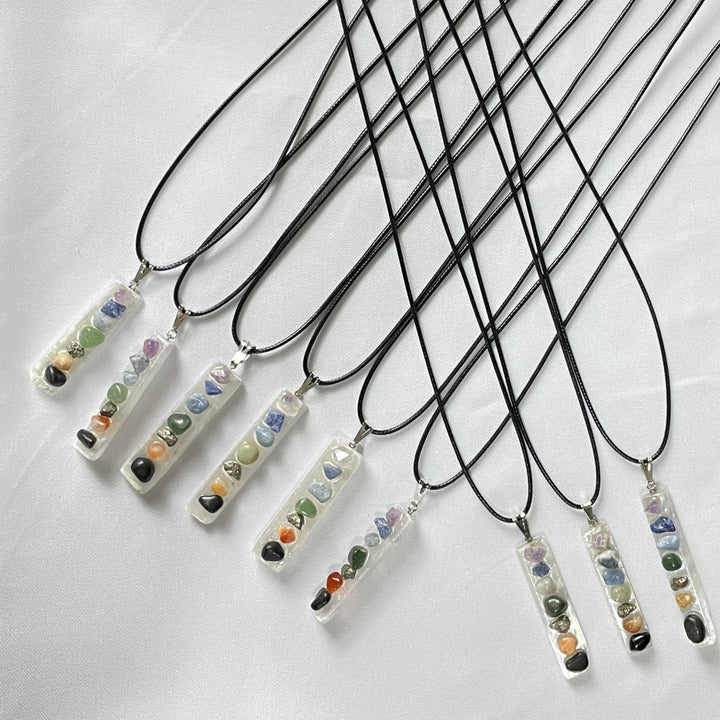 NECKLACE 7 CHAKRAS SELENITE PENDANT WHOLESALE - Amezoni Crystals Wholesale