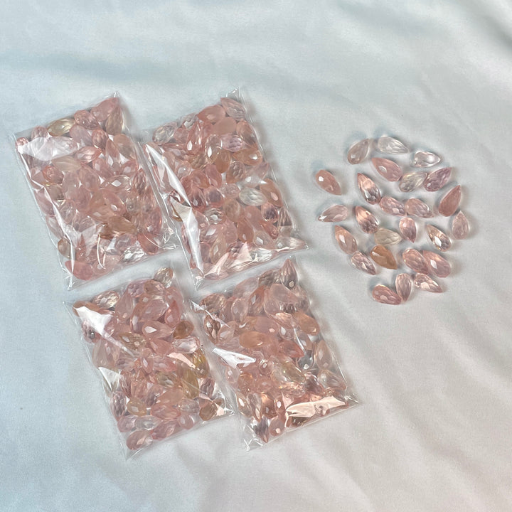 TEARDROP BRIOLETTE FACETED ROSE QUARTZ CABOCHON WHOLESALE - Amezoni Crystals Wholesale