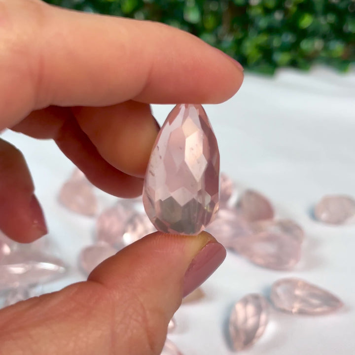 Teardrop Briollet Faceted Rose Quartz Cabochons - Wholesale Bulk