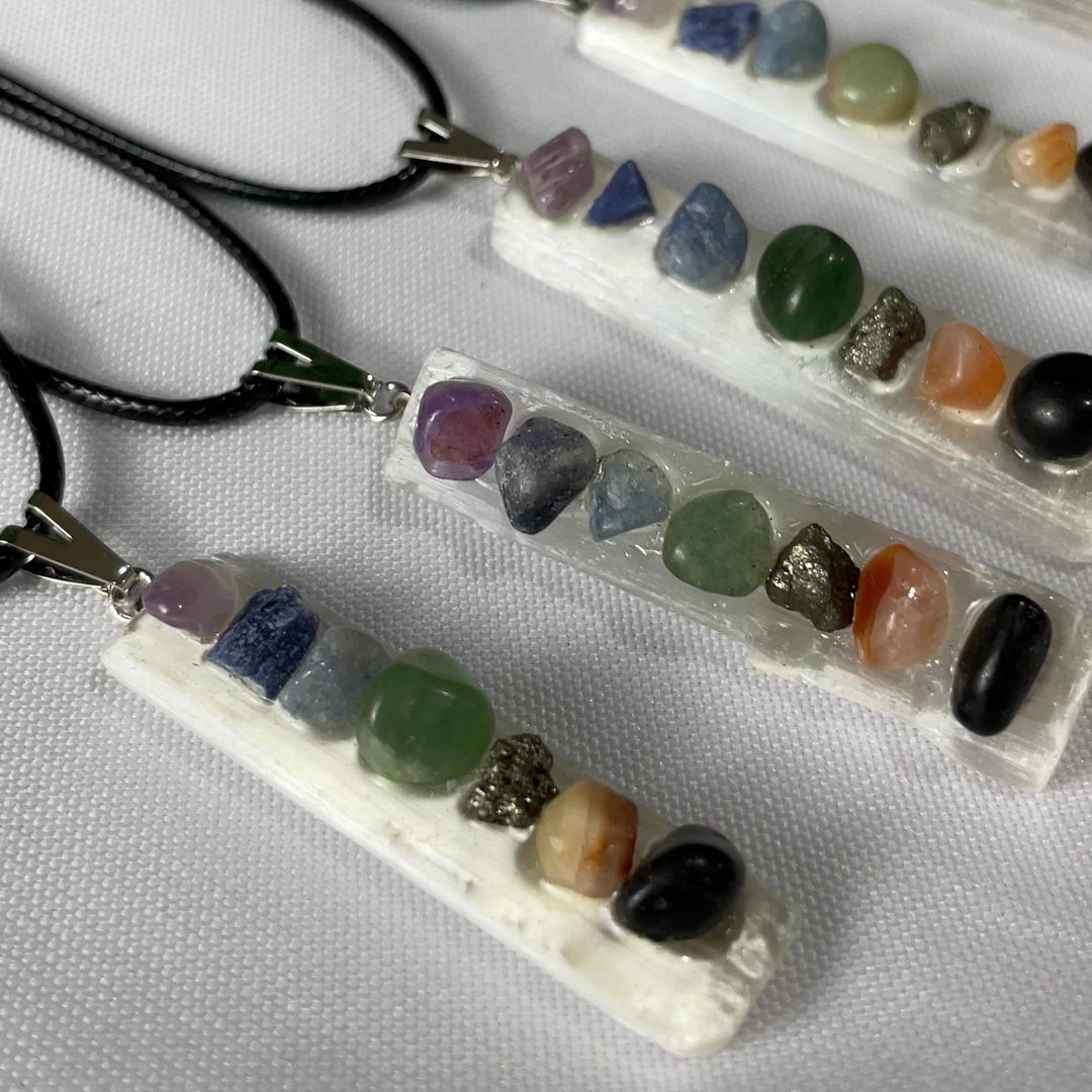 10 pcs Necklace 7 Chakras Selenite Pendant - Wholesale