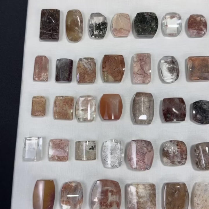 AAA+ Garden and Rutilated Square Cabochons