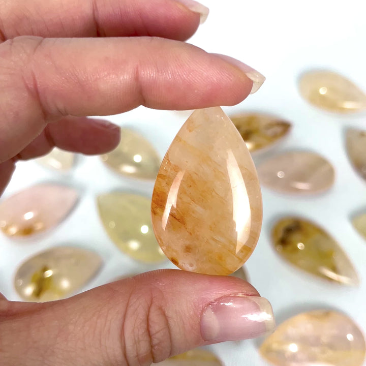 ROSE QUARTZ GOLDEN HEALER TEAR DROPS - 10 PCS