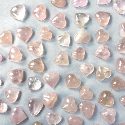 Rose Quartz Hearts - 10 Pieces from Amezoni Crystals, front view