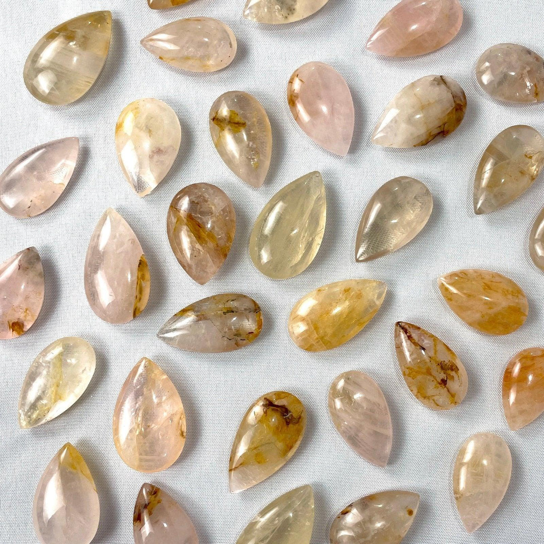 Rose Quartz Golden Healer Tear Drop - Amezoni Crystals Wholesale