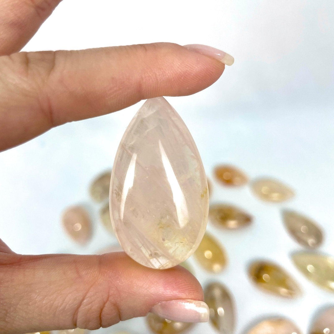 Rose Quartz Golden Healer Tear Drop - Amezoni Crystals Wholesale