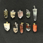 Side view of Garden Quartz (Lodolite) Pendants - 10 Pieces Batch showing natural crystal details
