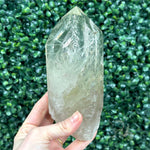 Close-up of Green Gold Citrine - Heat Treated Point with visible color and formation
