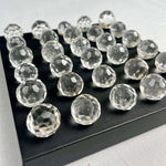 Clear Quartz Briolette Lot from Amezoni Crystals, front view
