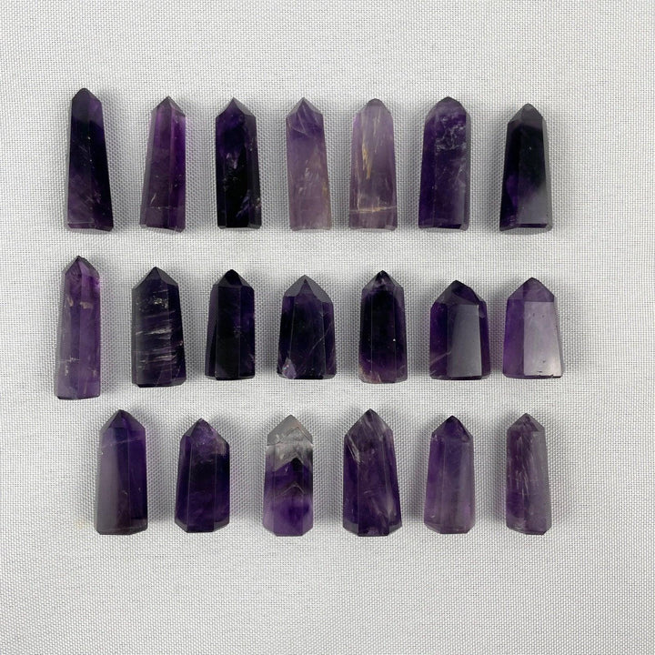 20 PIECE OF MINI AMETHYST TOWER - Amezoni Crystals Wholesale
