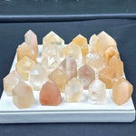 Close-up of Amphibole Quartz Tower - HQ Peach Amphibole Towers with visible color and formation