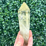 Side view of Green Gold Citrine - Heat Treated Point showing natural crystal details