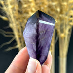 Side view of Trapiche Amethyst Free Form showing natural crystal details