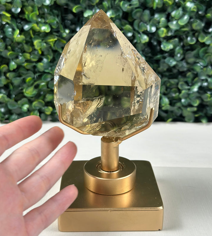 High Quality Natural Citrine Point with Stand