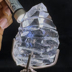 High Quality Blue Needle Faceted Lemurian With Stand