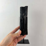 Close-up of Black Tourmaline with Stand Display Piece with visible color and formation