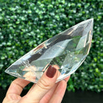 Close-up of HQ Faceted Lemurian Quartz Lot with visible color and formation