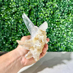 Close-up of Diamantina Quartz Cluster - 100% Natural Laser Cluster with visible color and formation