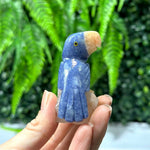 Side view of Quartz Carving - 20 Colorful Birds Carved with Mixed Stones Wholesale showing natural crystal details