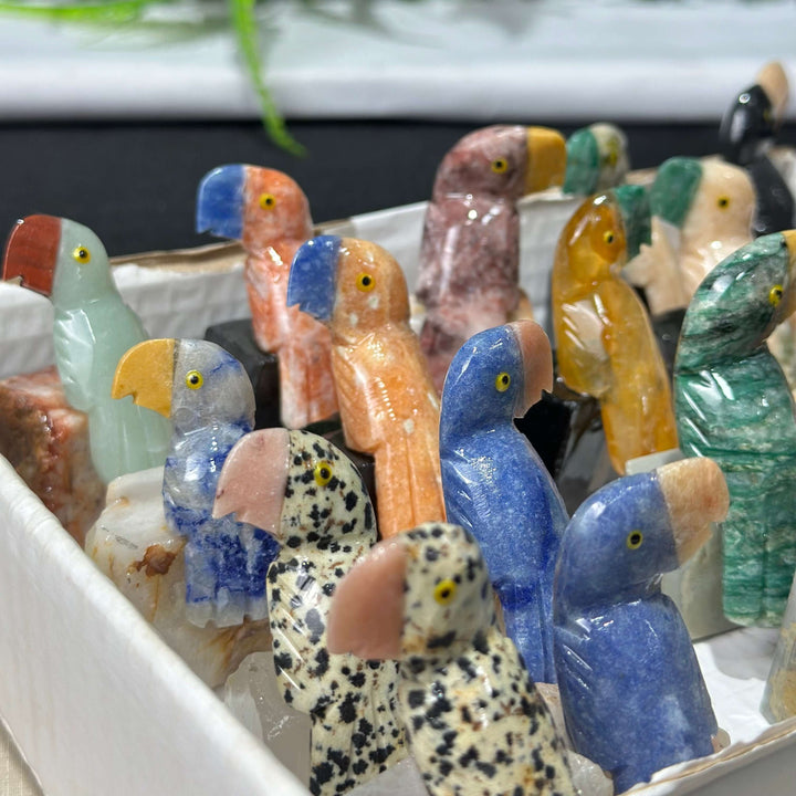 20 Colorful Birds Carved with Mixed Stones Wholesale