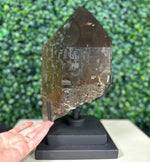 Diamantina Quartz Point - 100% Natural Smoky Point with Stand from Amezoni Crystals, front view