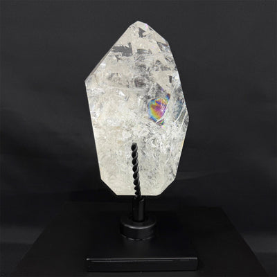 Lemurian Quartz Free Form - Rainbow Lemurian Free Form With Stand from Amezoni Crystals, front view