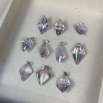 Side view of Amethyst Pendant - Rose De France Pendants Lot showing natural crystal details