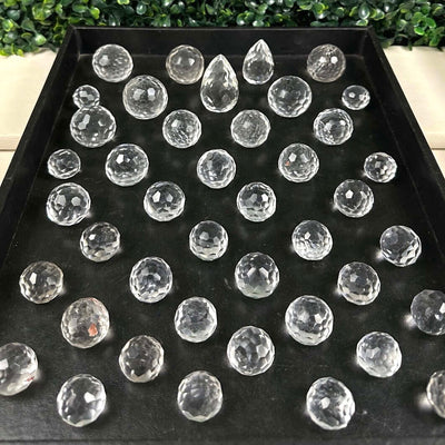 Lemurian Quartz Sphere - High Quality Faceted Lemurian Wholesale from Amezoni Crystals, front view
