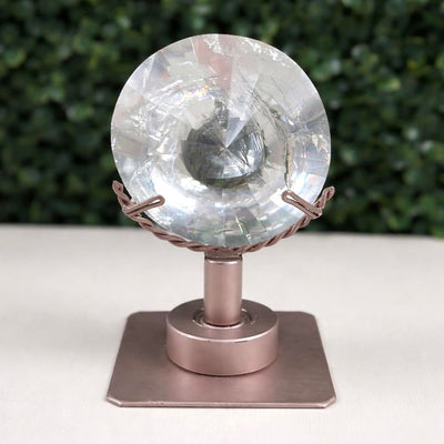 Lemurian Quartz Display Piece - Faceted Lemurian with Spinning Stand from Amezoni Crystals, front view