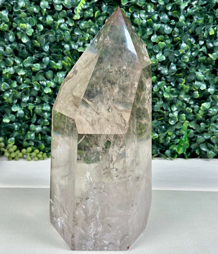 XL SMOKY QUARTZ RAINBOW TOWER