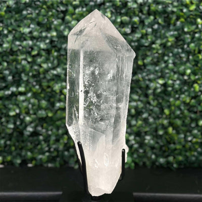 Diamantina Quartz with Stand Display Piece from Amezoni Crystals, front view