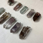 Close-up of Garden Quartz (Lodolite) Pendants - 10 Pieces Batch with visible color and formation