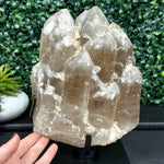 100% Natural Elestial Citrine with Stand Display Piece from Amezoni Crystals, front view