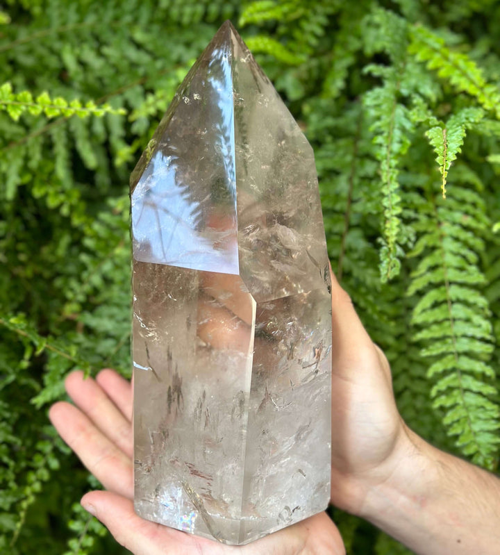 XL SMOKY QUARTZ RAINBOW TOWER