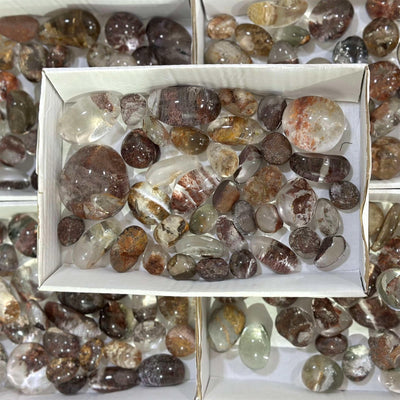 High Quality Garden Quartz Lens Lot from Amezoni Crystals, front view