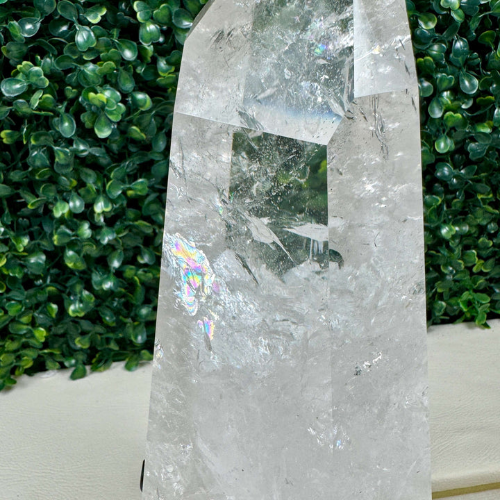 Polished Lemurian Quartz Point with Stand