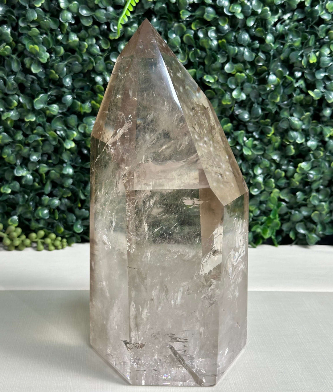 XL SMOKY QUARTZ RAINBOW TOWER