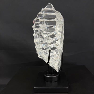 Lemurian Quartz Display Piece - High Quality Semi Polished Faceted Lemurian With Stand from Amezoni Crystals, front view