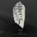 Lemurian Quartz Display Piece - High Quality Semi Polished Faceted Lemurian With Stand from Amezoni Crystals, front view