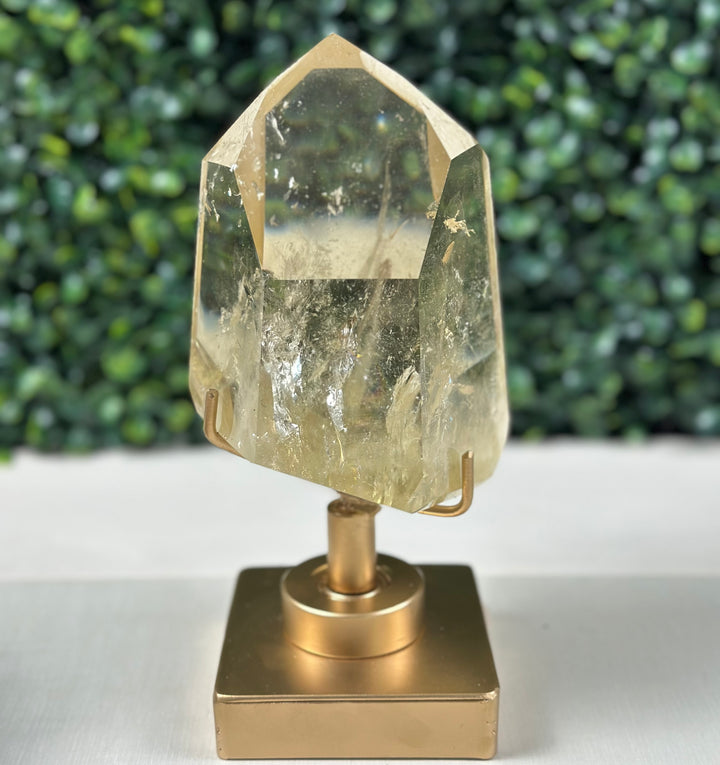 High Quality Natural Citrine Point W/ Spinning Stand