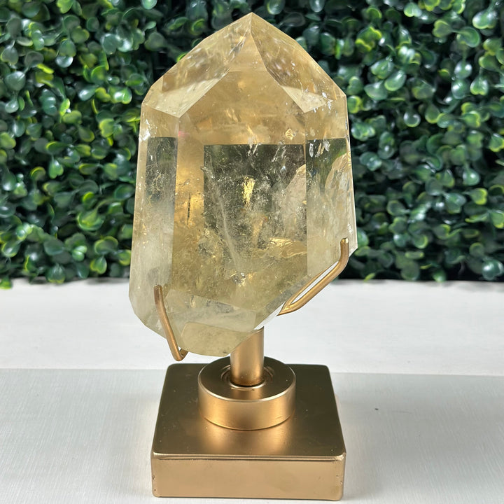 High Quality Natural Citrine Point W/ Spinning Stand