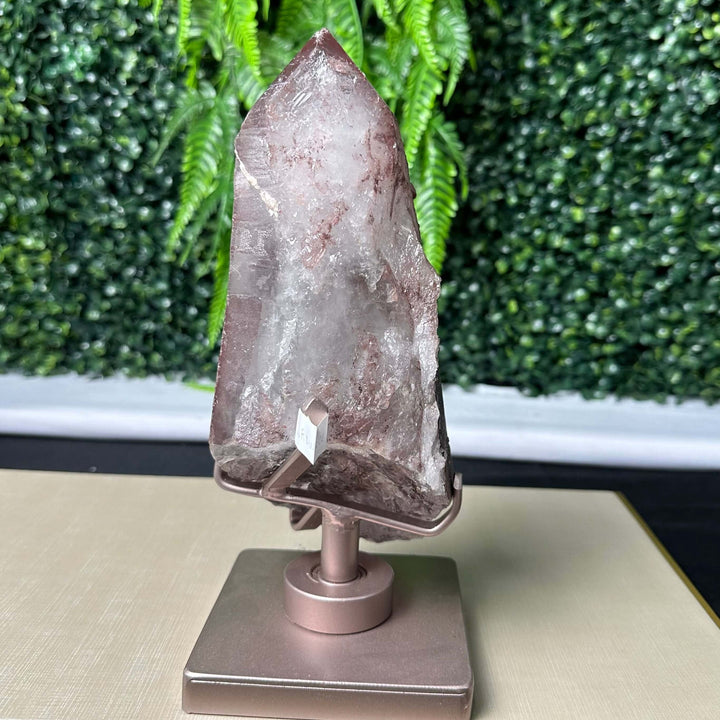 RED DRAGON LEMURIAN QUARTZ W/ SPINING STAND