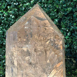 Side view of XL Smoky Quartz Tower showing natural crystal details