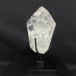 Side view of Lemurian Quartz Free Form - Rainbow Lemurian Free Form With Stand showing natural crystal details