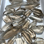 Side view of Lemurian Quartz Free Form - Smoky Free Form with Natural Lemurian Face showing natural crystal details