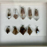 Phantom Quartz Pendant - HQ Brown Phantom Pendants Lot from Amezoni Crystals, front view
