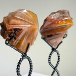 Faceted Amphibole Hearts With Stand Set
